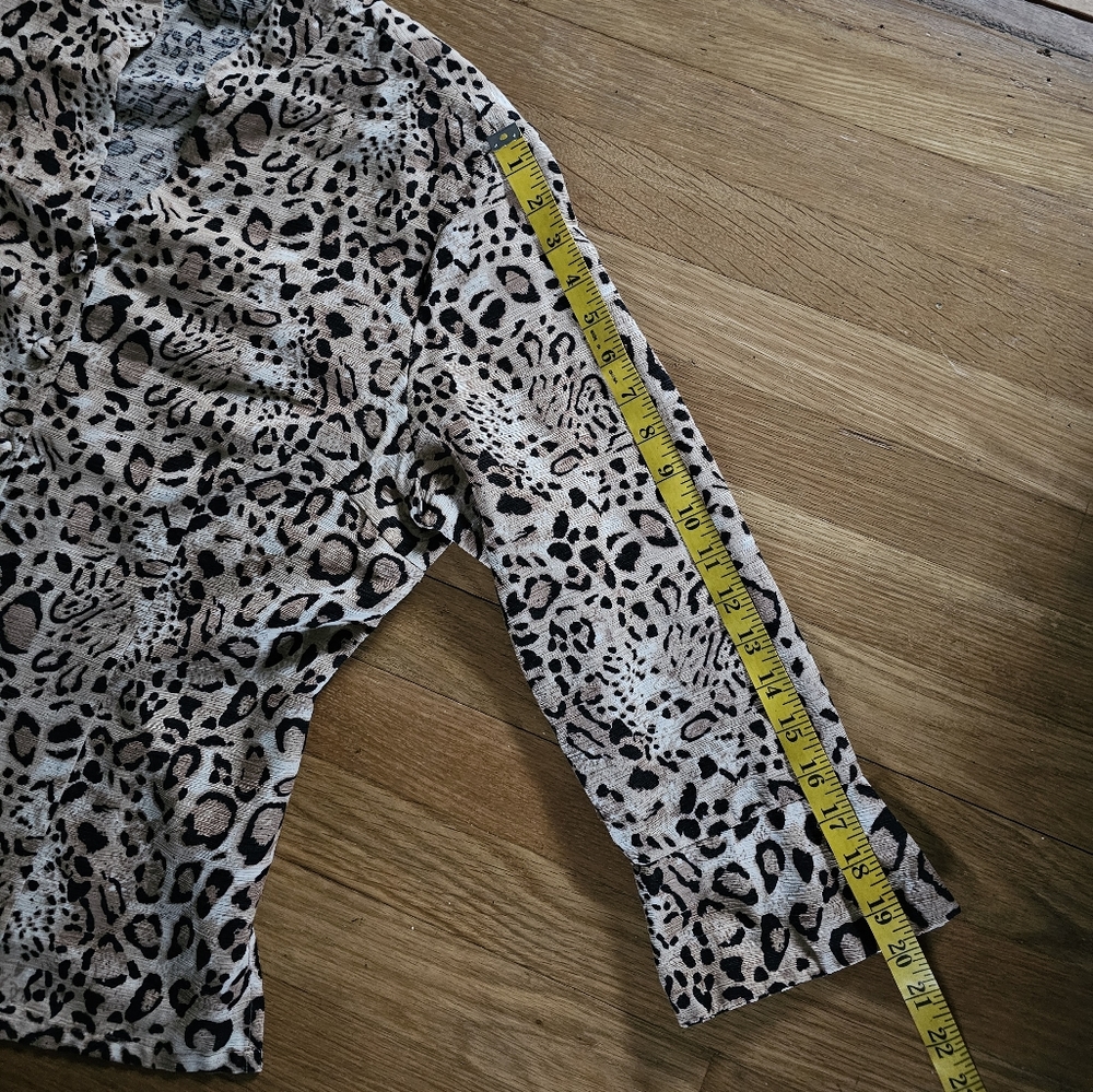 SilkLand 100% Silk Animal Print Blouse Women's Vintage Size Large - Picture 10 of 14